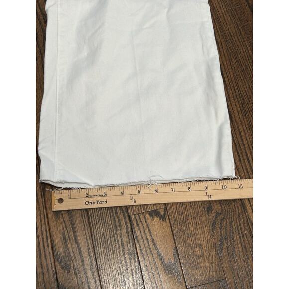 NWT Paige Women's Crisp White Anessa Wide Leg Raw Hem Ankle Jeans Petite Size 32 - Picture 16 of 16